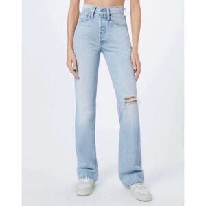 Re/Done Denim 70s Bootcut‎ Distressed Button Fly Jeans Light Wash Blue Size 24
